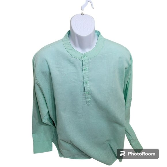Coof Andy Tunic Shirt, Men 3XL, Mint Green,Cotton, Long Sleeve, Lightweight, EUC - Picture 1 of 13